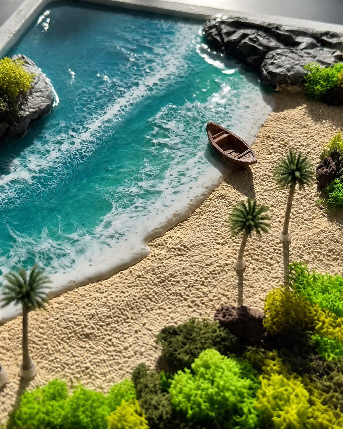 Private Cove | 3D Tropical Beach Resin Wall Art with Miniature Island Landscape