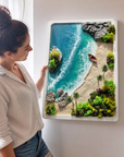 Private Cove | 3D Tropical Beach Resin Wall Art with Miniature Island Landscape
