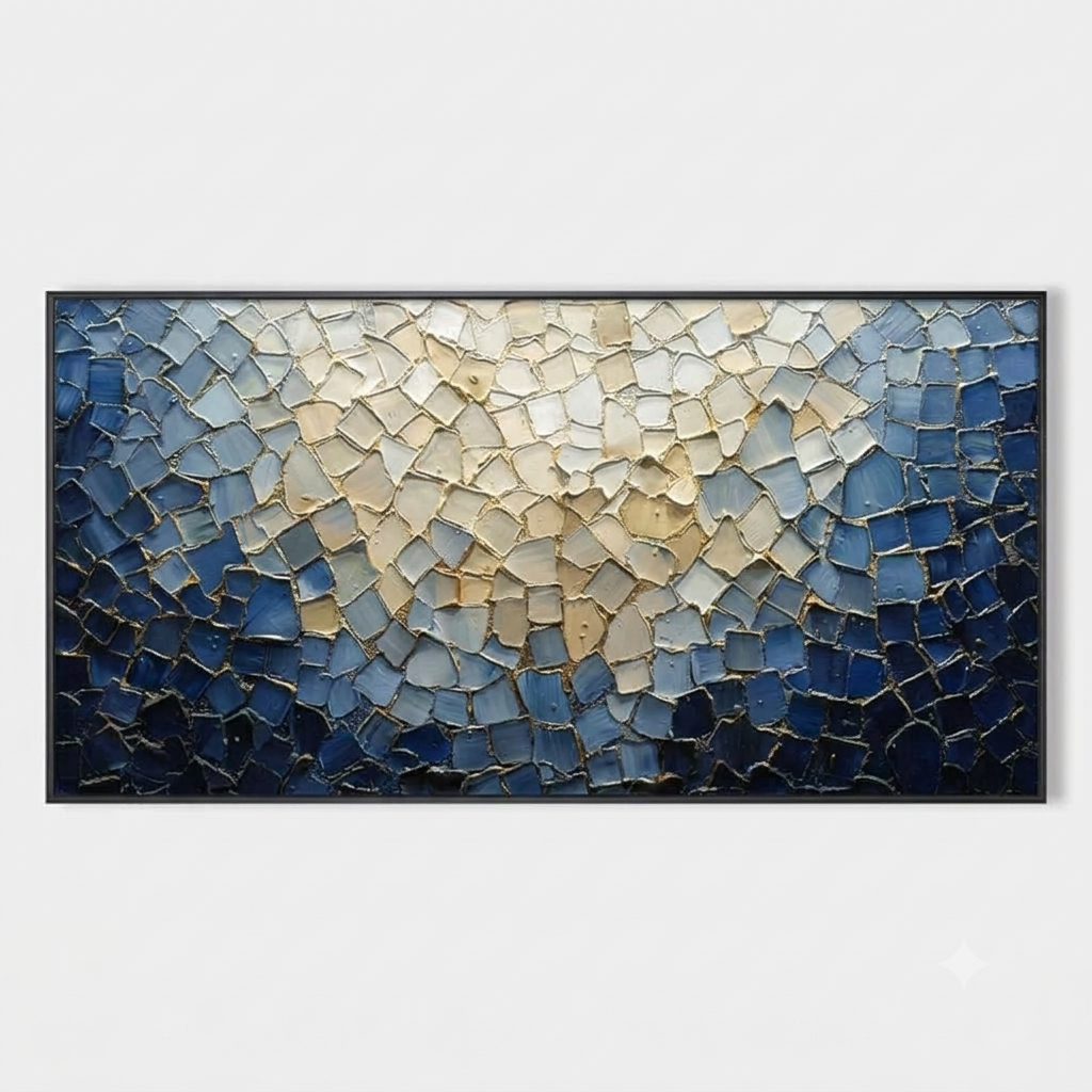 Multicolor Shattered Glass Mosaic Textured Abstract Oil Painting Wall Art