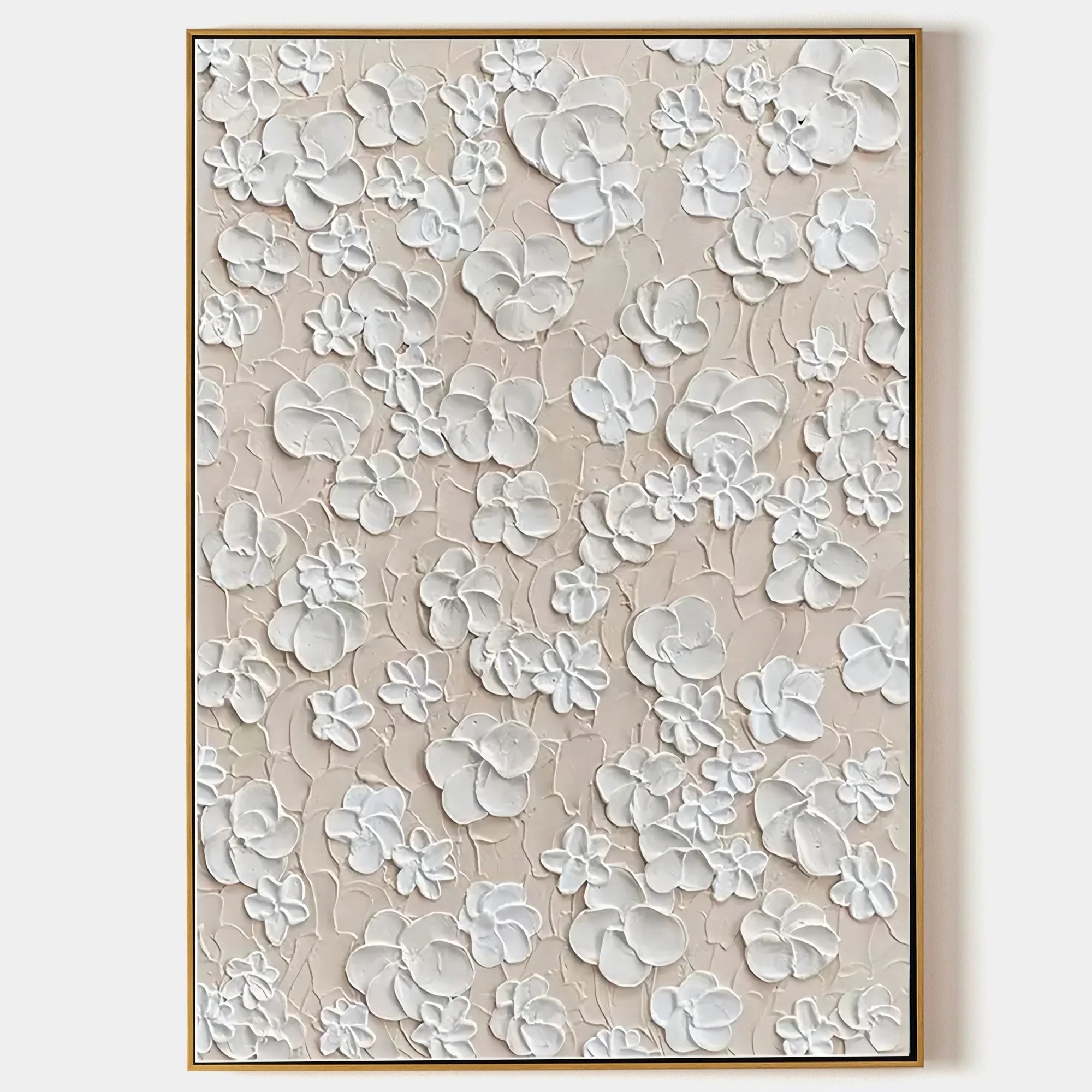 White Blossom Texture Harmony Canvas Painting For Home Decoration - Artwallpainting