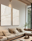 White Desert Breeze - Dual Minimalist Textured Wall Art Set Of 2 - Artwallpainting