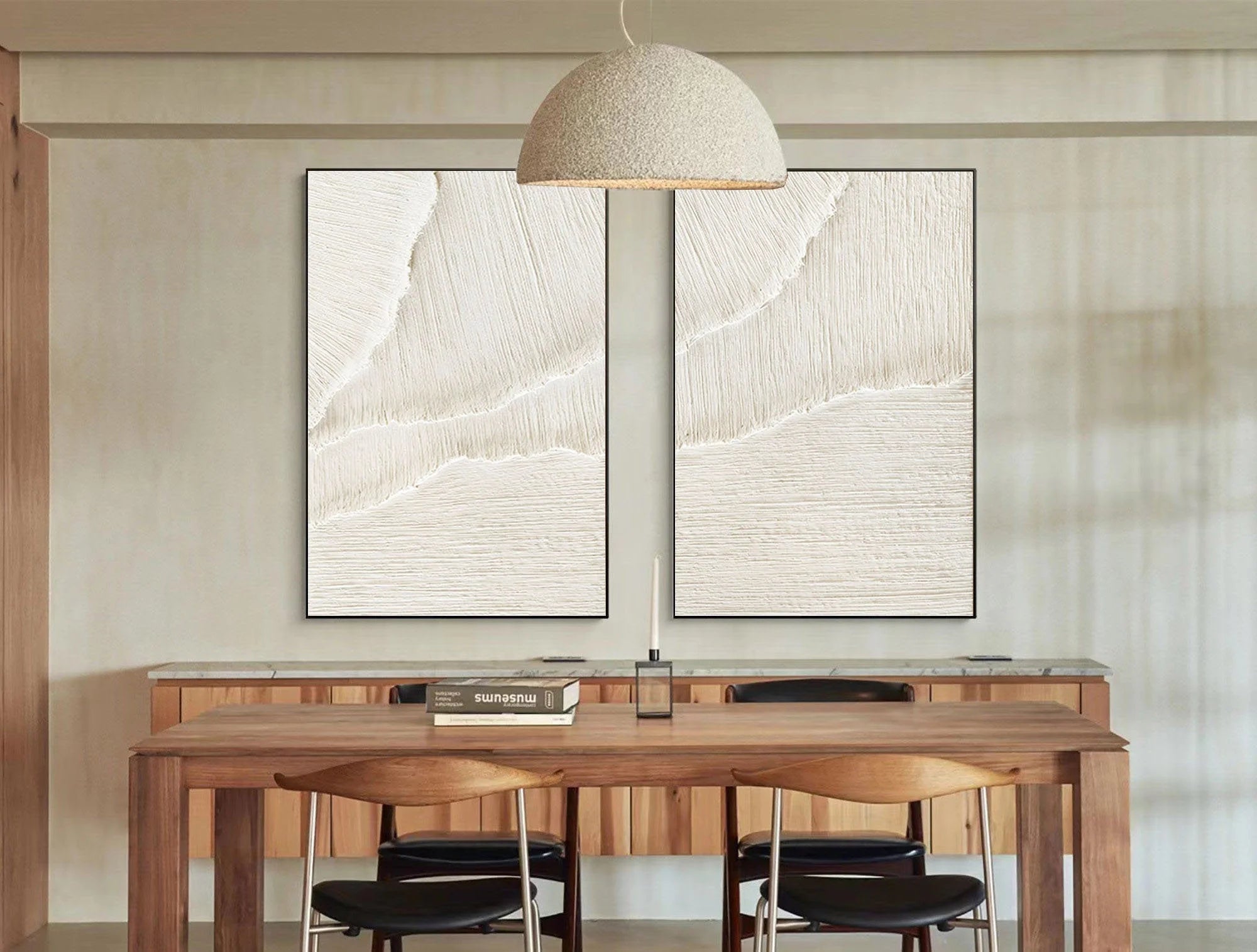 White Desert Breeze - Dual Minimalist Textured Wall Art Set Of 2 - Artwallpainting