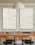 White Desert Breeze - Dual Minimalist Textured Wall Art Set Of 2 - Artwallpainting