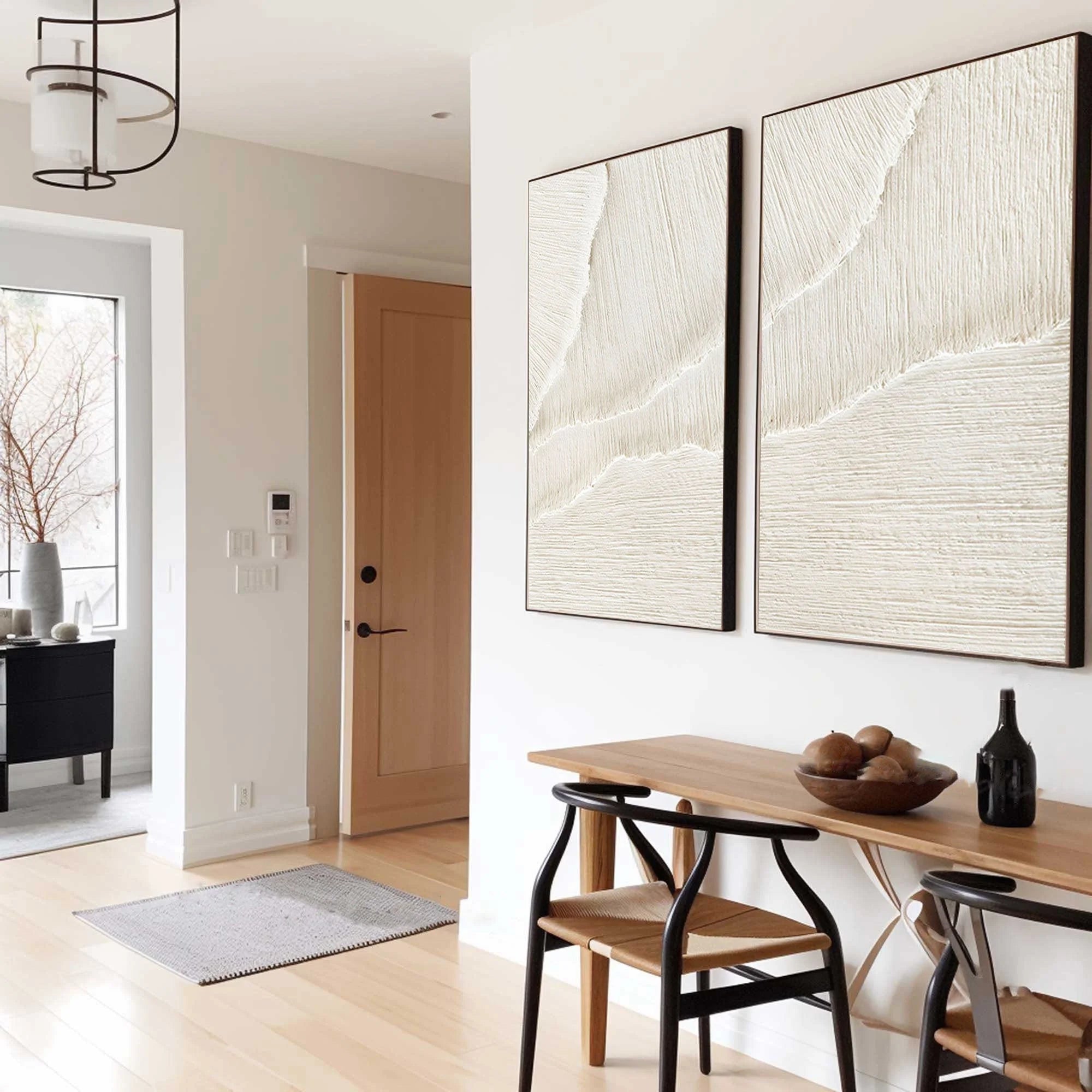 White Desert Breeze - Dual Minimalist Textured Wall Art Set Of 2 - Artwallpainting