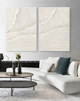 White Ethereal Flow - Dual Minimalist Textured Wall Art Set Of 2 - Artwallpainting