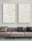 White Ethereal Flow - Dual Minimalist Textured Wall Art Set Of 2 - Artwallpainting