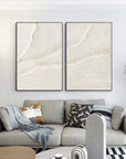 White Ethereal Flow - Dual Minimalist Textured Wall Art Set Of 2 - Artwallpainting