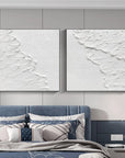 White Ethereal Textured Diptych Art Set Of 2 - Artwallpainting