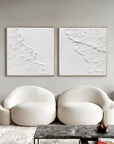 White Ethereal Textured Diptych Art Set Of 2 - Artwallpainting
