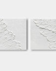 White Ethereal Textured Diptych Art Set Of 2 - Artwallpainting