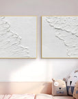 White Ethereal Textured Diptych Art Set Of 2 - Artwallpainting
