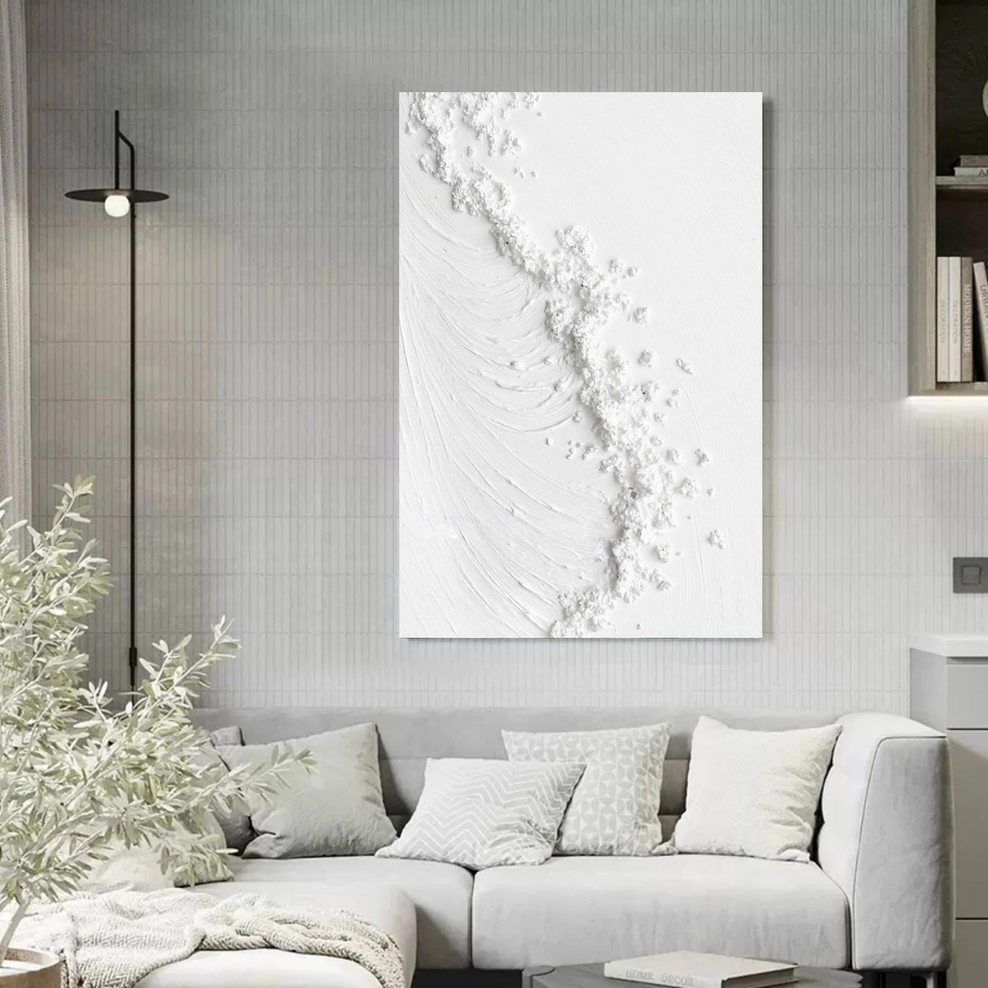 White Frosted Harmony Drift Canvas Painting For Home Decoration - Artwallpainting