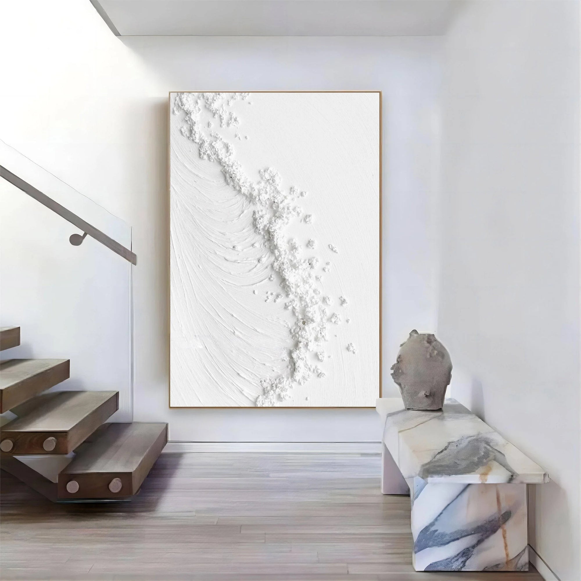 White Frosted Harmony Drift Canvas Painting For Home Decoration - Artwallpainting