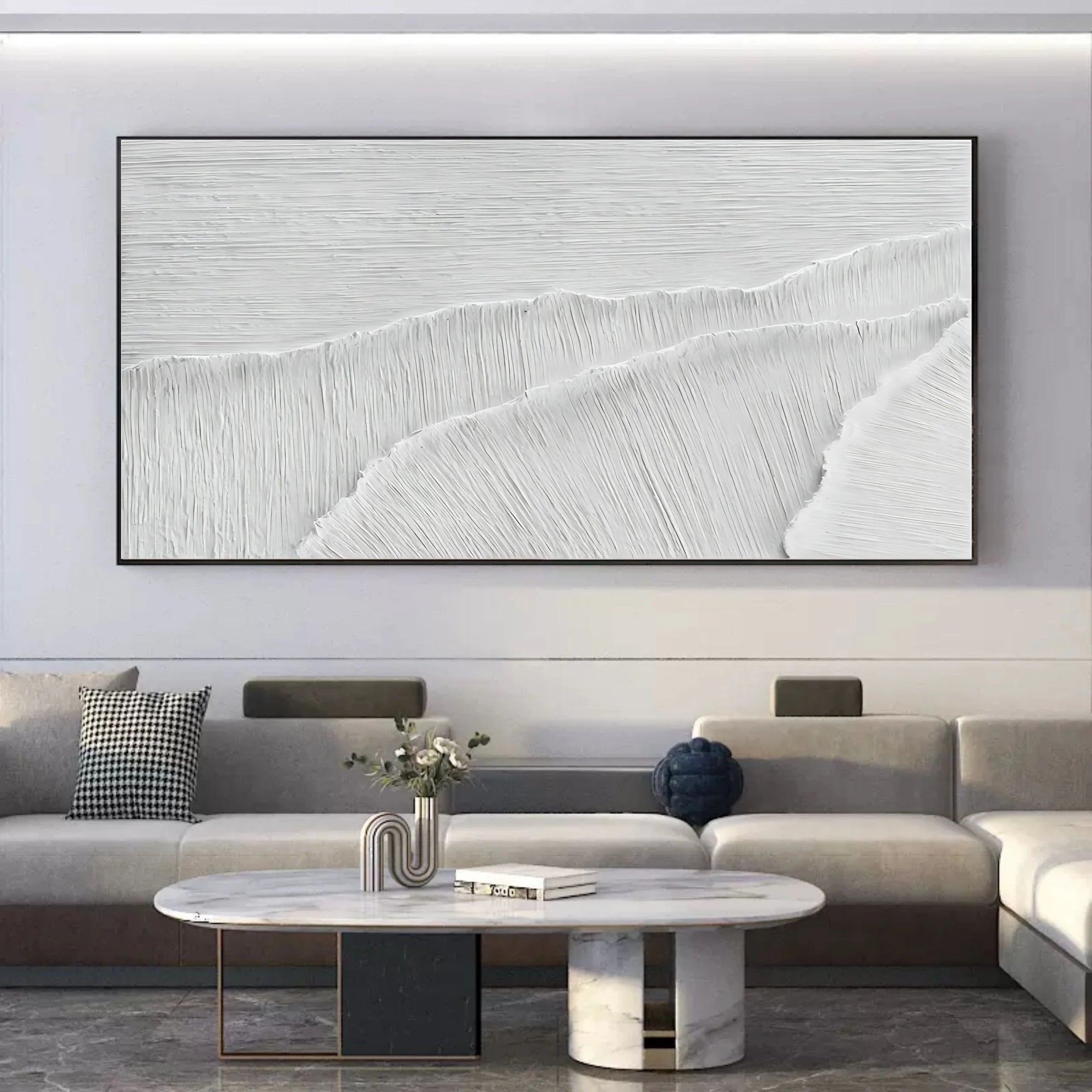 White Ivory Serenity Horizons Canvas Painting For Home Decoration - Artwallpainting
