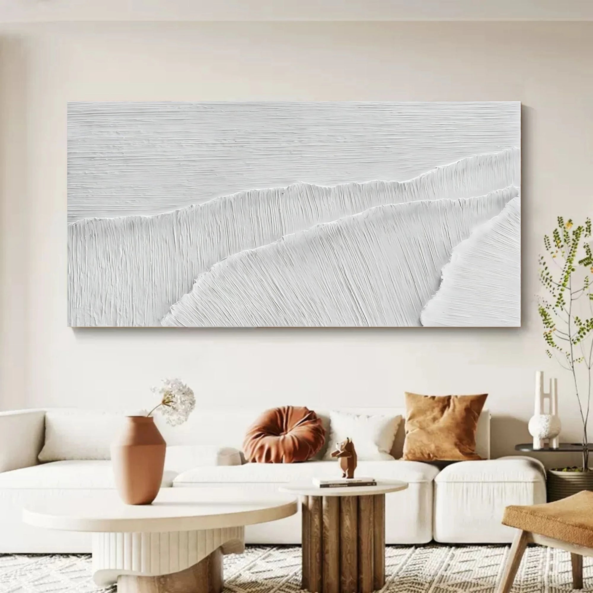 White Ivory Serenity Horizons Canvas Painting For Home Decoration - Artwallpainting