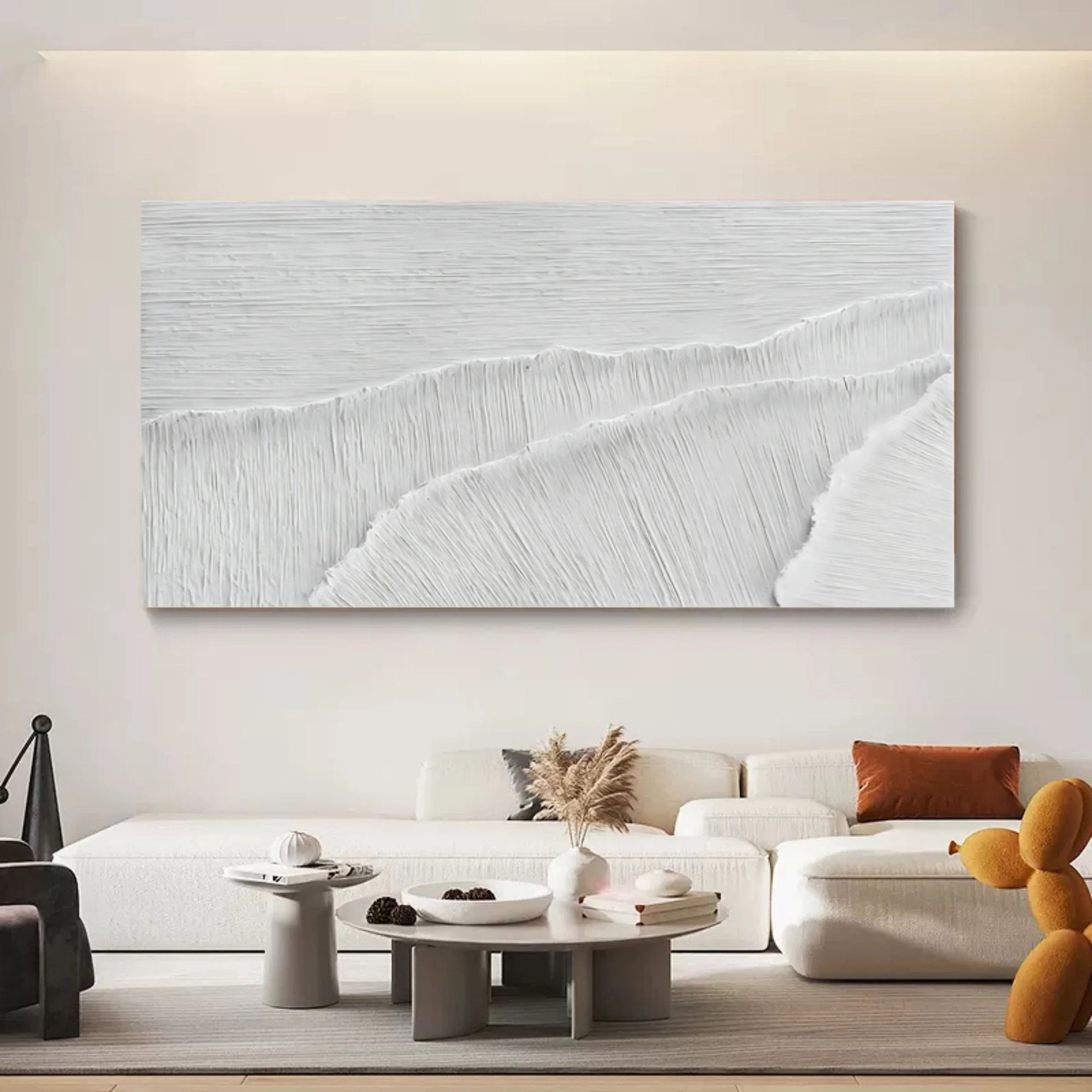 White Ivory Serenity Horizons Canvas Painting For Home Decoration - Artwallpainting
