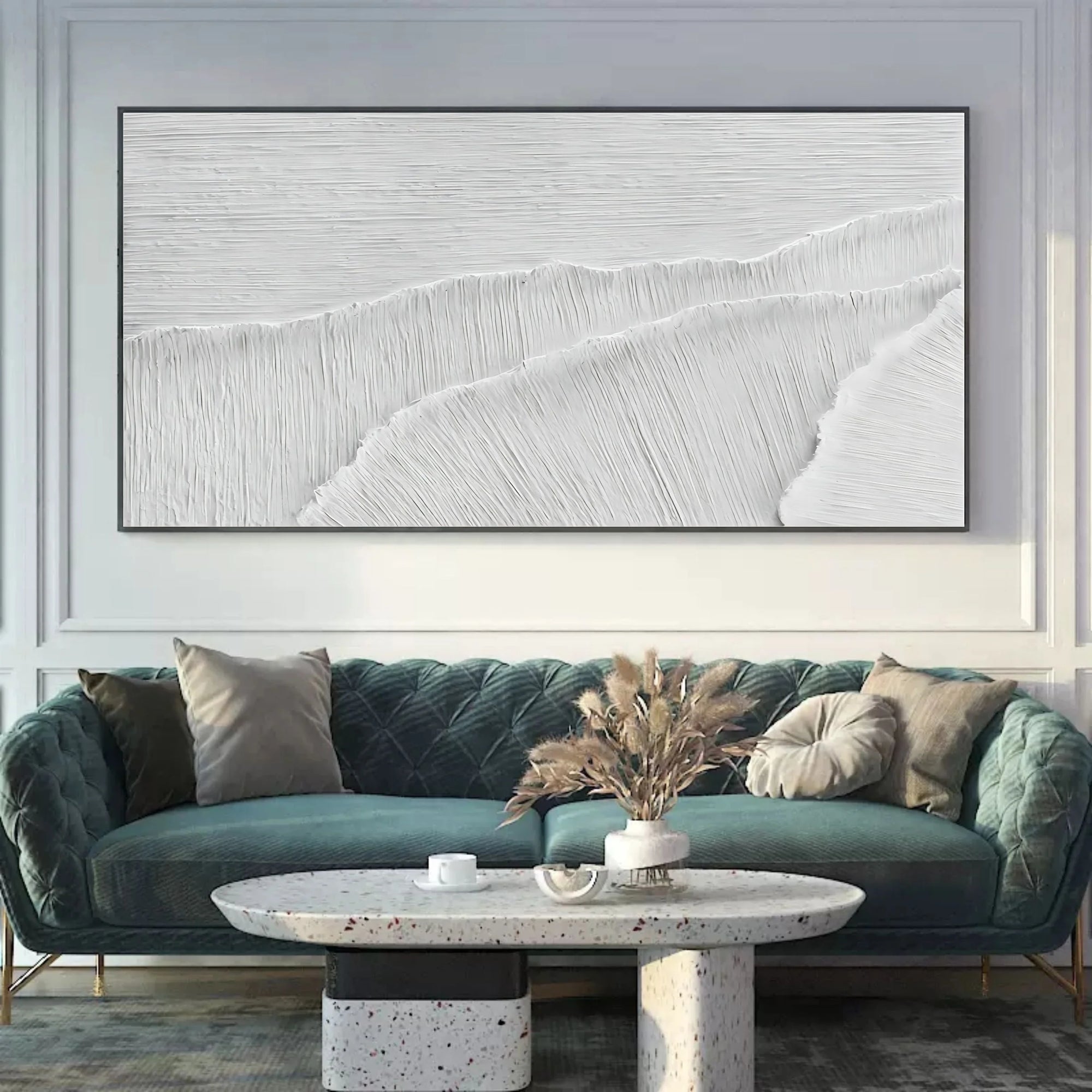 White Ivory Serenity Horizons Canvas Painting For Home Decoration - Artwallpainting