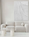 White Minimalist Textured Layers Canvas Painting For Home Decoration - Artwallpainting