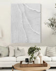 White Minimalist Textured Layers Canvas Painting For Home Decoration - Artwallpainting