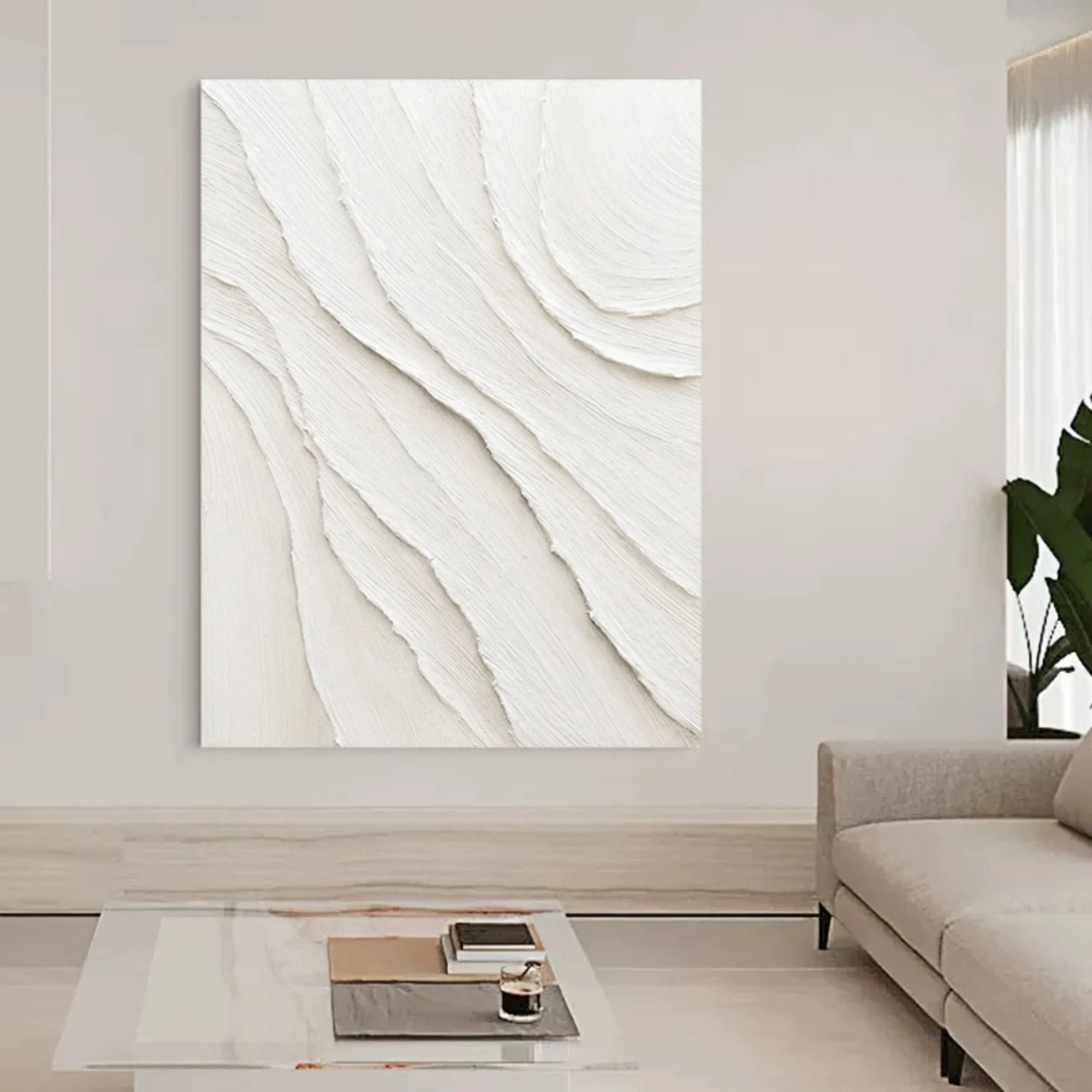 White Textured Canvas Art Of Desert Sand Dunes - Artwallpainting