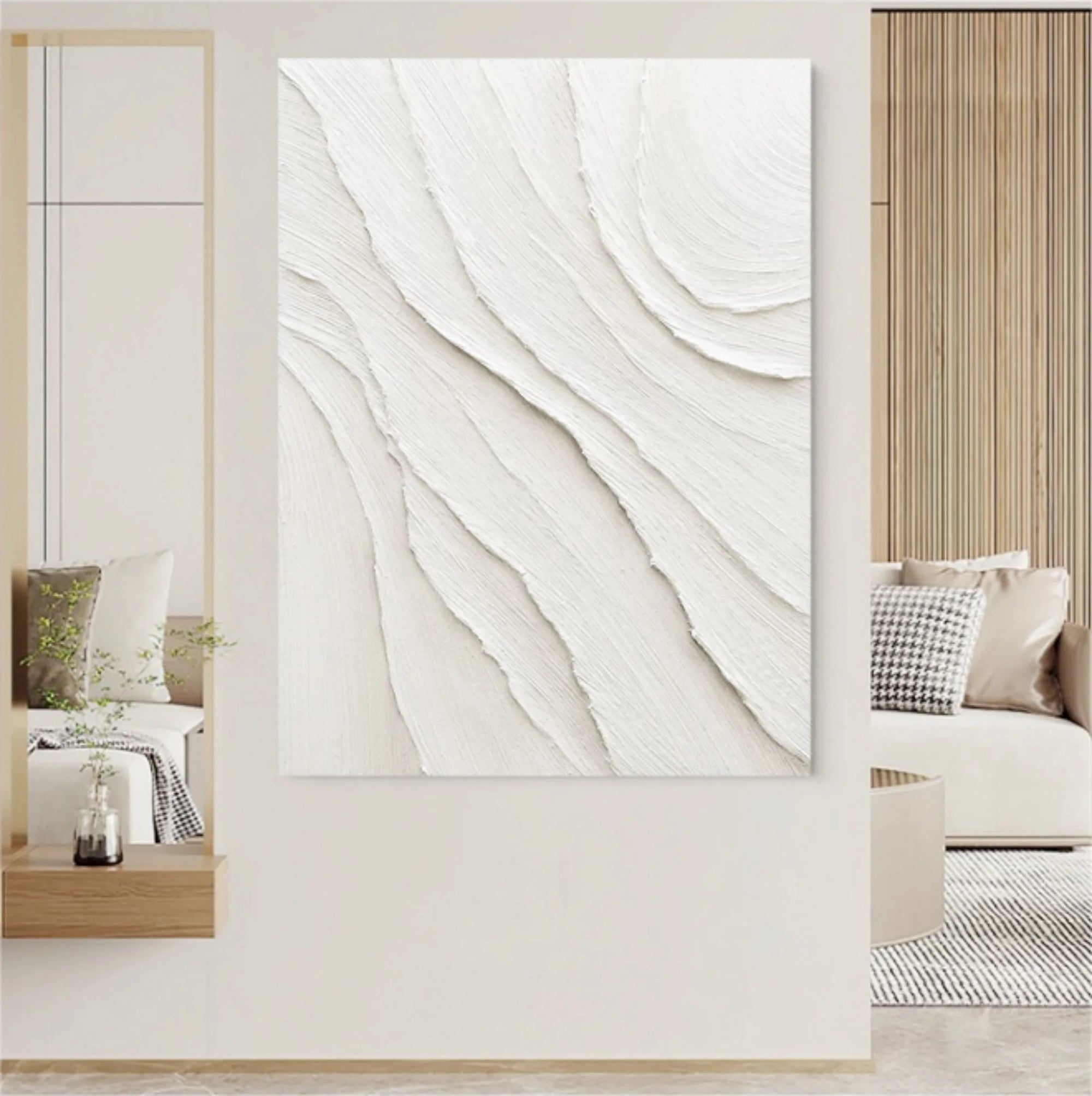 White Textured Canvas Art Of Desert Sand Dunes - Artwallpainting