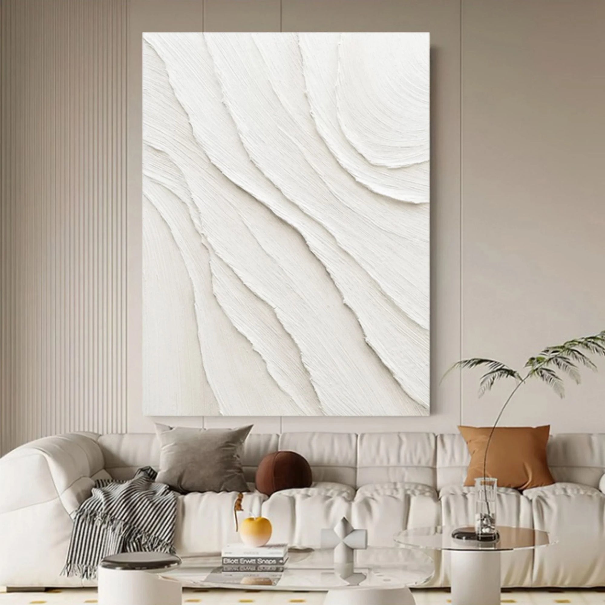 White Textured Canvas Art Of Desert Sand Dunes - Artwallpainting