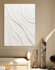 White Textured Canvas Art Of Desert Sand Dunes - Artwallpainting